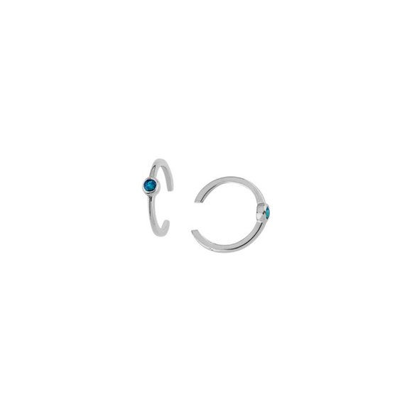 14K Solid White Gold Sapphire Ear Cuff Earrings
